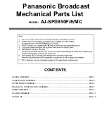 Panasonic AJ-SPD850MC Parts List preview