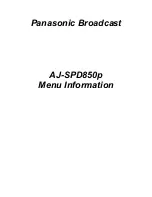 Panasonic AJSPD850P - P2 DECK Menu Information preview