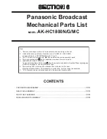 Preview for 1 page of Panasonic AK-HC1800G Parts List