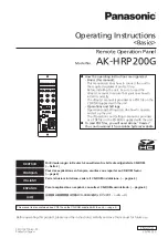 Preview for 1 page of Panasonic AK-HRP200G Operating Instructions Manual