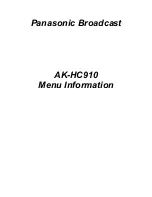 Preview for 1 page of Panasonic AKHC910 - 1080I CAMERA Menu Information