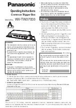 Preview for 1 page of Panasonic Arbitrator WV-TW37003 Operating Instructions