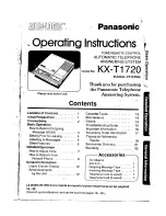 Preview for 1 page of Panasonic Auto-Logic KX-T1720 Operating Instructions Manual