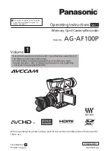 Panasonic Avccam AG-AF100A Series Operating Instructions Manual preview