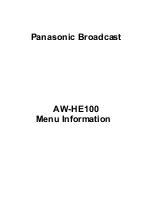 Предварительный просмотр 1 страницы Panasonic AW-HE100 Menu Information