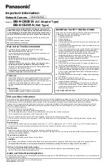 Preview for 1 page of Panasonic BB-HCE481A - Network Camera Important Information