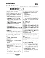 Panasonic BB-HCM527 Important Information предпросмотр