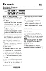 Preview for 1 page of Panasonic BB-HCM531 Important Information