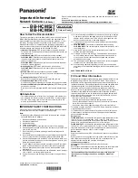 Panasonic BB-HCM547 Important Information предпросмотр