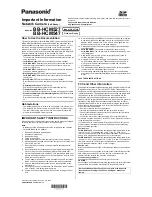 Preview for 1 page of Panasonic BB-HCM547A Important Information