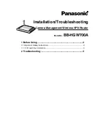 Preview for 1 page of Panasonic BB-HGW700A - Network Camera Router Installation/Troubleshooting Manual
