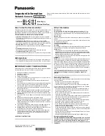 Preview for 1 page of Panasonic BL-C111 Important Information