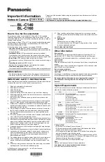 Preview for 1 page of Panasonic BL-C140 Important Information