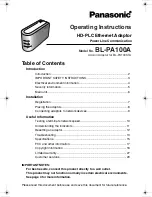 Panasonic BL-PA100A - HD-PLC Ethernet Adaptor Operating Instructions Manual preview