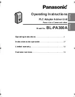 Preview for 1 page of Panasonic BLPA300A - HD-PLC ETHERNET ADAPTOR Operating Instructions Manual