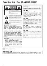 Предварительный просмотр 2 страницы Panasonic BT-L1500E Operating Instructions Manual