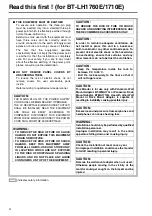 Предварительный просмотр 4 страницы Panasonic BT-LH1710 - Professional - LCD Production Monitor Operating Instructions Manual