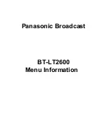 Preview for 1 page of Panasonic BT-LT2600 Menu Information