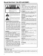 Предварительный просмотр 2 страницы Panasonic BTLH2550E - LCD VIDEO MONITOR Operating Instructions Manual