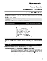 Preview for 1 page of Panasonic CF-M34UTFZDM Supplementary Instructions Manual