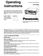 Предварительный просмотр 1 страницы Panasonic CQ1000EU - AUTO CASS/ RECEVIER Operating Instructions Manual