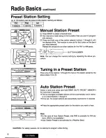 Предварительный просмотр 8 страницы Panasonic CQ3700EU - AUTO RADIO/CD PLAYER Operating Instructions Manual