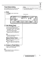 Предварительный просмотр 15 страницы Panasonic CQDF401U - AUTO RADIO/CD DECK Operating Instructions Manual