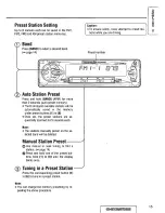 Предварительный просмотр 15 страницы Panasonic CQDF402U - AUTO RADIO/CD DECK Operating Instructions Manual