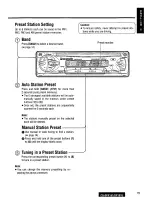 Предварительный просмотр 15 страницы Panasonic CQDP101U - AUTO RADIO/CD DECK Operating Instructions Manual