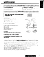 Предварительный просмотр 21 страницы Panasonic CQDP103U - AUTO RADIO/CD DECK Operating Instructions Manual