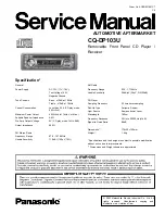 Предварительный просмотр 1 страницы Panasonic CQDP103U - AUTO RADIO/CD DECK Service Manual