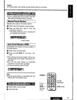 Предварительный просмотр 21 страницы Panasonic CQDP383U - AUTO RADIO/CD DECK Operating Instructions Manual