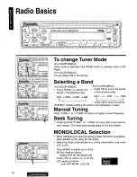 Предварительный просмотр 10 страницы Panasonic CQDPX30EUC - AUTO RADIO/CD DECK Operating Instructions Manual