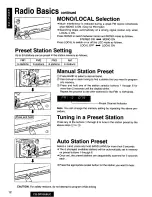 Предварительный просмотр 12 страницы Panasonic CQDPX95EUC - AUTO RADIO/CD DECK Operating Instructions Manual