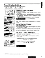 Предварительный просмотр 11 страницы Panasonic CQR805EUC - AUTO RADIO/CASSETTE Operating Instructions Manual