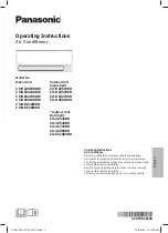 Предварительный просмотр 1 страницы Panasonic CS-MRZ16WKR Operating Instructions Manual