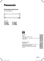 Предварительный просмотр 1 страницы Panasonic CS-V7RWA Operating Instructions Manual