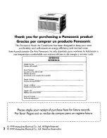 Preview for 2 page of Panasonic CW-C141NU Installation And Operating Instructions Manual