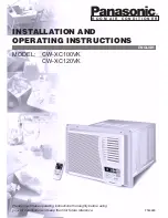 Предварительный просмотр 1 страницы Panasonic CW-XC100VK Installation And Operating Instructions Manual