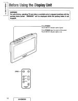 Preview for 12 page of Panasonic CYVM5800U - 5.8" CLR MONITOR/DVD Operating Instructions Manual