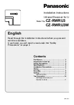 Предварительный просмотр 1 страницы Panasonic CZ-RWRU3 Installation Instructions Manual