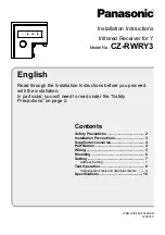 Предварительный просмотр 1 страницы Panasonic CZ-RWRY3 Installation Instructions Manual