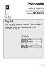 Предварительный просмотр 1 страницы Panasonic CZ-RWS3 Installation Instructions Manual