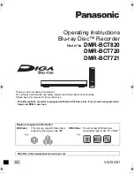 Предварительный просмотр 1 страницы Panasonic Diga DMR-BCT720 Operating Instructions Manual