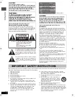 Preview for 2 page of Panasonic DIGA DMR-E85 Operating Instructions Manual