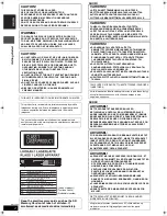 Предварительный просмотр 2 страницы Panasonic Diga DMR-E95H Operating Instructions Manual