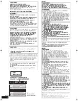 Предварительный просмотр 2 страницы Panasonic Diga DMR-EH57 Operating Instructions Manual