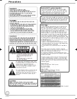 Предварительный просмотр 2 страницы Panasonic Diga DMR-EZ17 Operating Instructions Manual