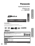 Preview for 1 page of Panasonic Diga DMR-EZ27 Operating Instructions Manual