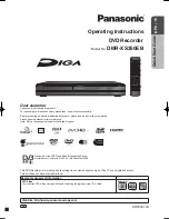 Предварительный просмотр 1 страницы Panasonic DIGA DMR-XS350EB Operating Instructions Manual